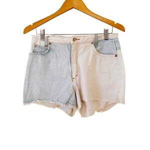 Stone Jeans 90's Two Tone Vintage Festival Distressed Denim Jean Shorts